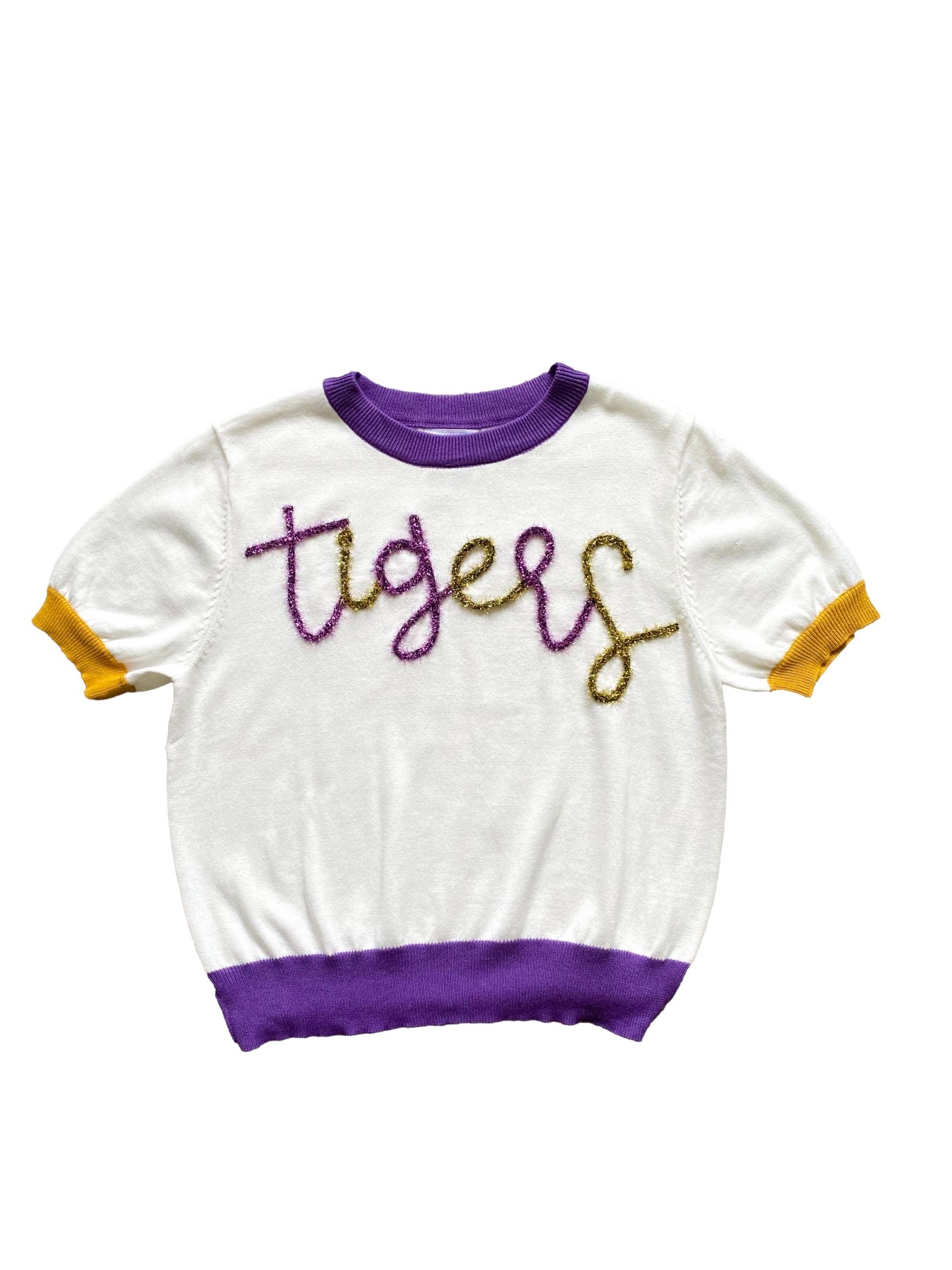 Tigers Short Sleeve Sweater Top Queen of Sparkles 
