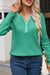 Trimmed Neckline Waffle Knit Henley Top Kentce 