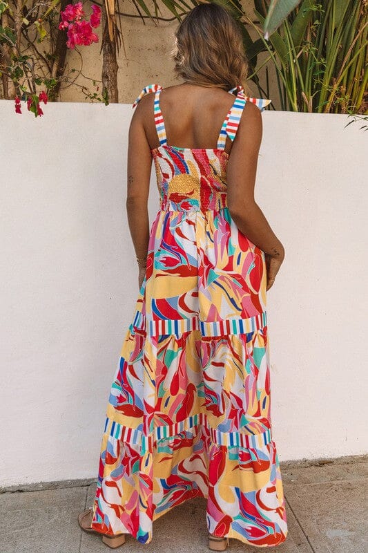 Tropical Maxi with Rainbow Striped Detail Kentce 