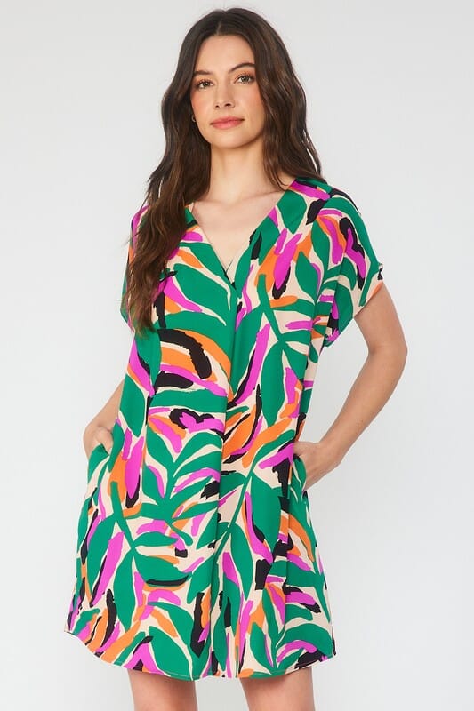 Tropical Print Relaxed Fit Dress FSL Apparel 