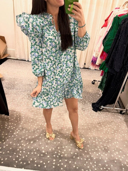 Turquatic Floral Sammy Ruffle Drop Waist Dress Sugarlips 