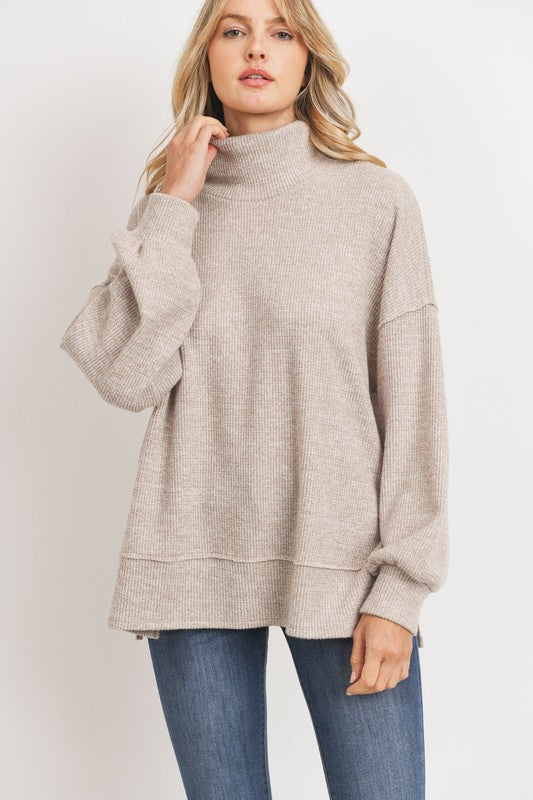 Turtle Neck Brushed Mini Thermal Knit Top Cherish 