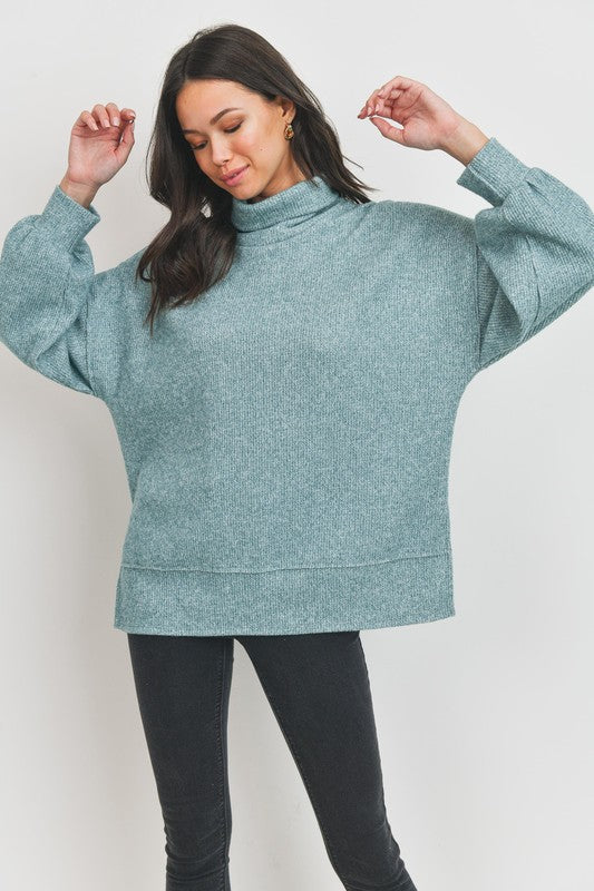 Turtle Neck Brushed Mini Thermal Knit Top Cherish 