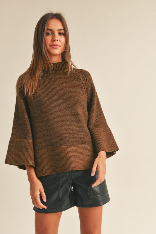 Turtleneck Wide Neck Cape Style Sweater miou muse 