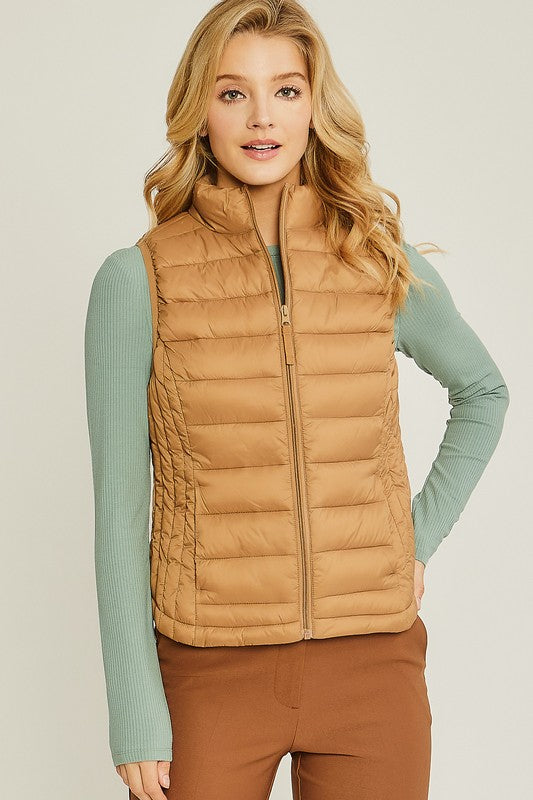 Ultra Lightweight Padded Puffer Vest SNAP-Something New And Pretty 