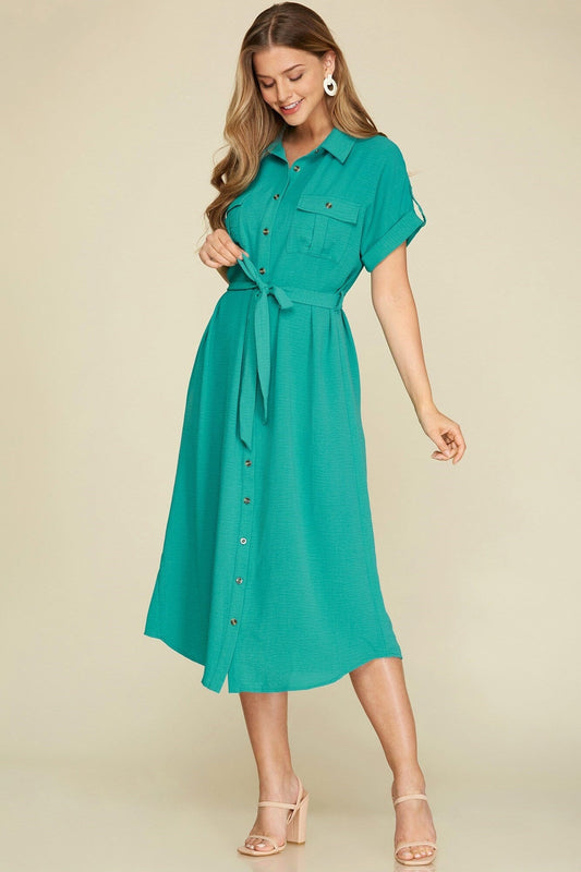 Utility Button-Down Midi she + sky 