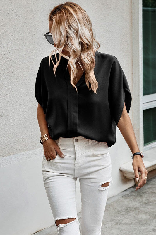 V Neck Half Sleeve Blouse supreme fashion 