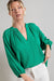 V-Neck Puff Sleeve Gauze Cotton Top Eesome 