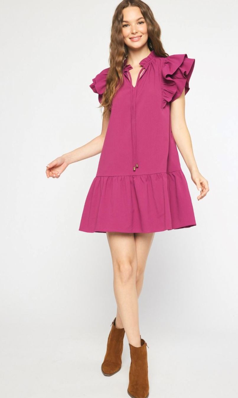 V Neck Tiered Dress entro 