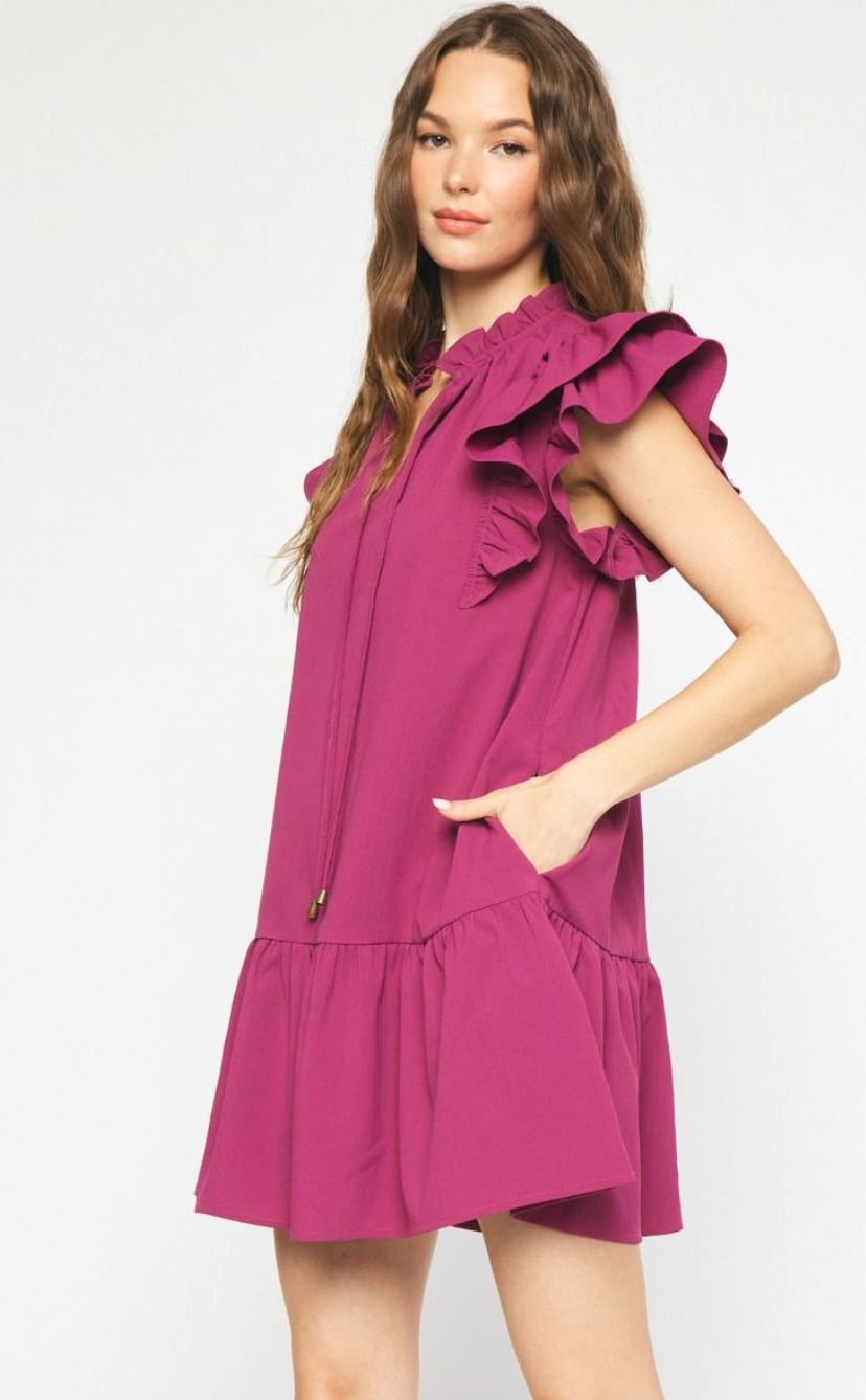 V Neck Tiered Dress entro 