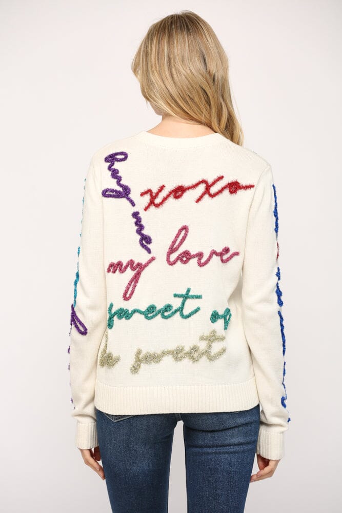 Valentine Glitter Script Sweater Fate 