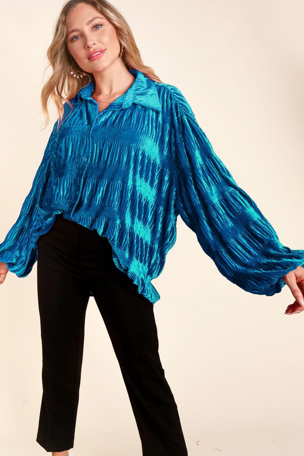 Velvet Button Down LS Top Haptics 