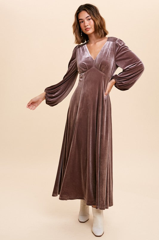 Velvet LS Maxi Dress In Loom 