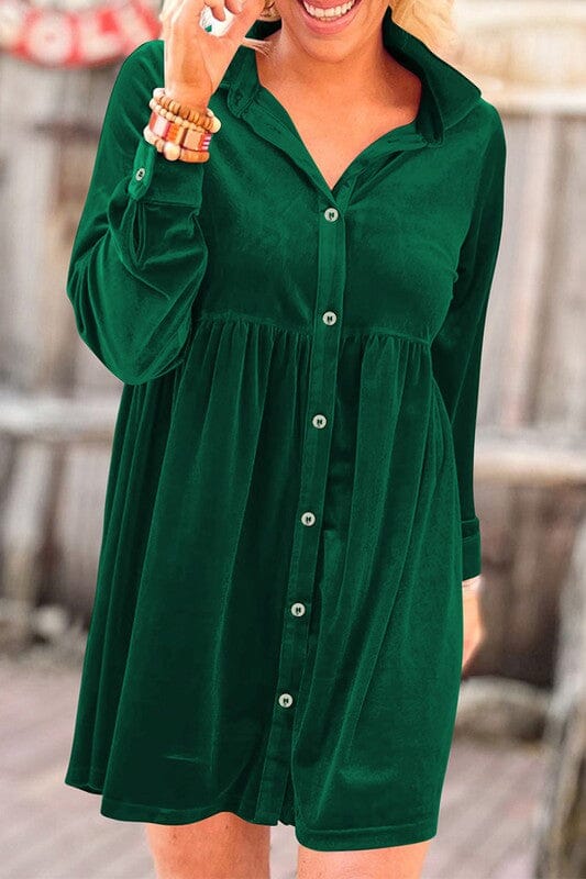 Velvet Shirt Dress Shiying 