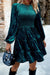 Velvet Smocked Puff Sleeve Ruffle Mini Dress jupiter and me 