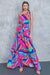 Vibrant Abstract One-Shoulder Maxi Flying tomato 