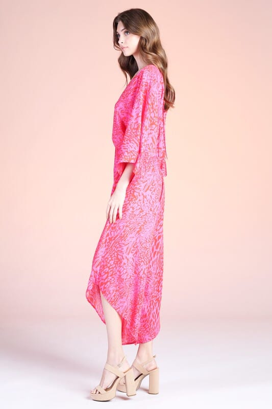 Vivid Leopard Slanted Hem Kimono Jumpsuit tyche 