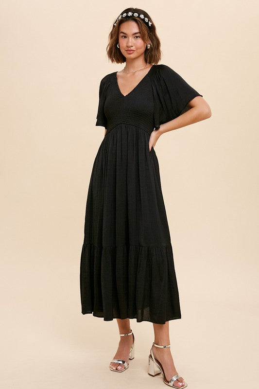 Washed Satin Smocked Dress In Loom 