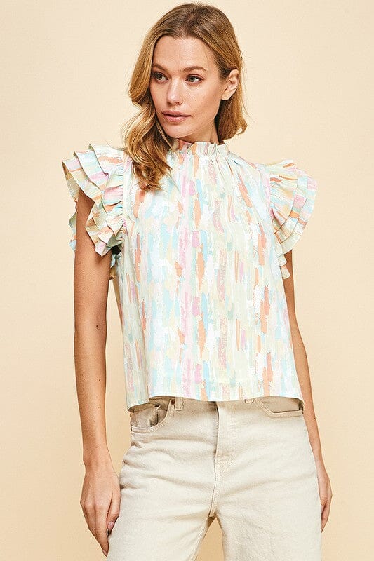 Watercolor Ruffle Top Pinch 