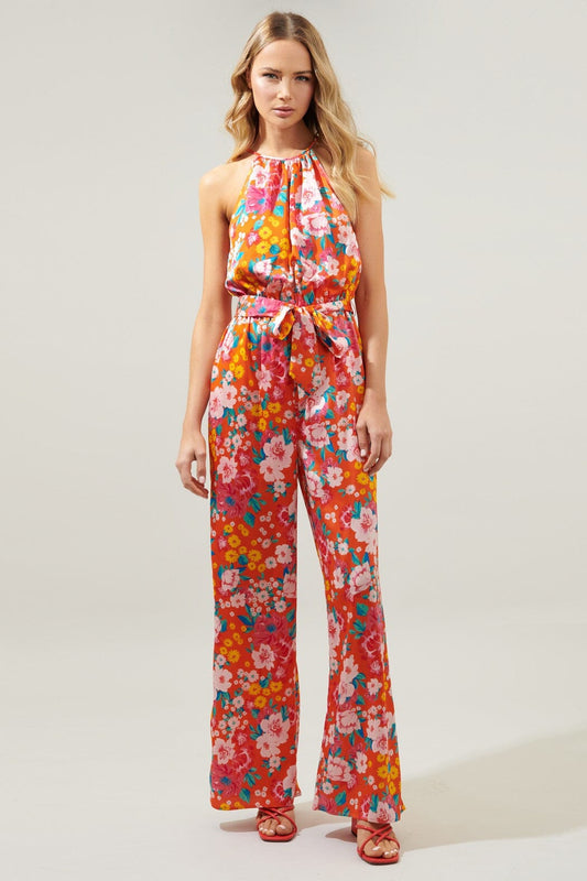 Waverly Floral Lighthearted Trapeze Jumpsuit Sugarlips 