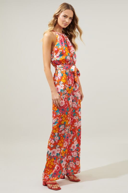 Waverly Floral Lighthearted Trapeze Jumpsuit Sugarlips 