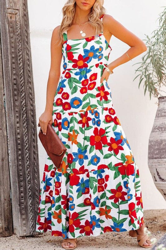 White Bold Floral Maxi Shewin 