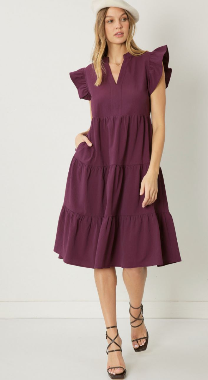 Wide Ruffle Sleeve Tiered Dress entro 