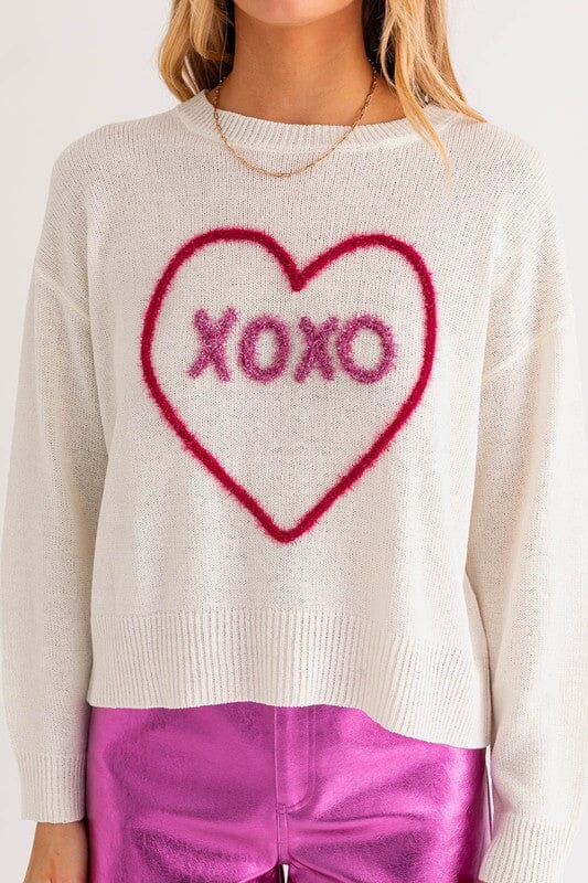 XOXO Heart Tinsel Sweater le lis 