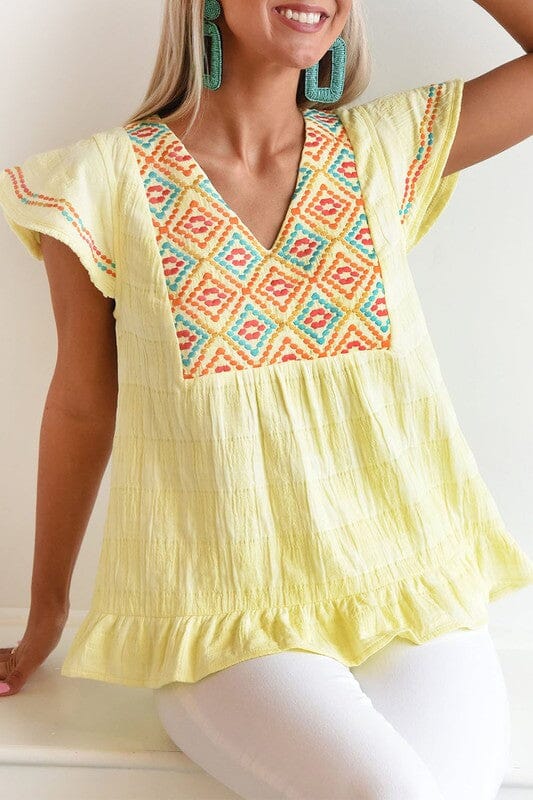 Yellow Geometric Top Kentce 