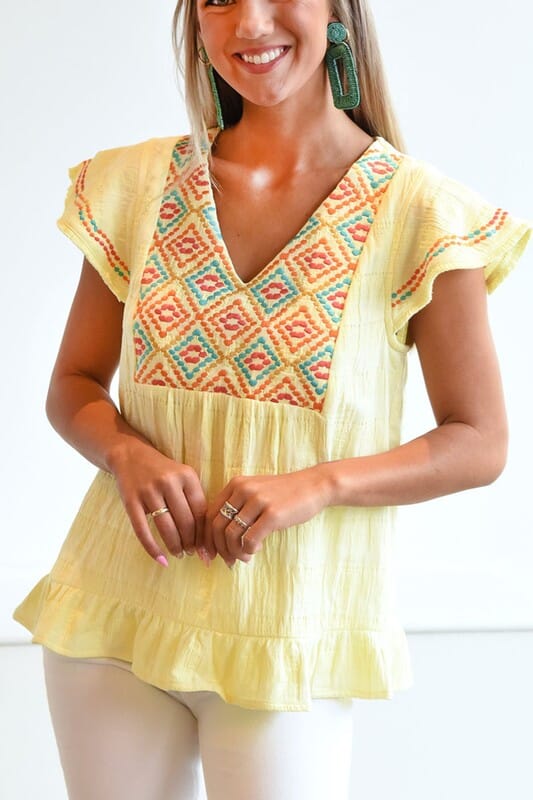 Yellow Geometric Top Kentce 