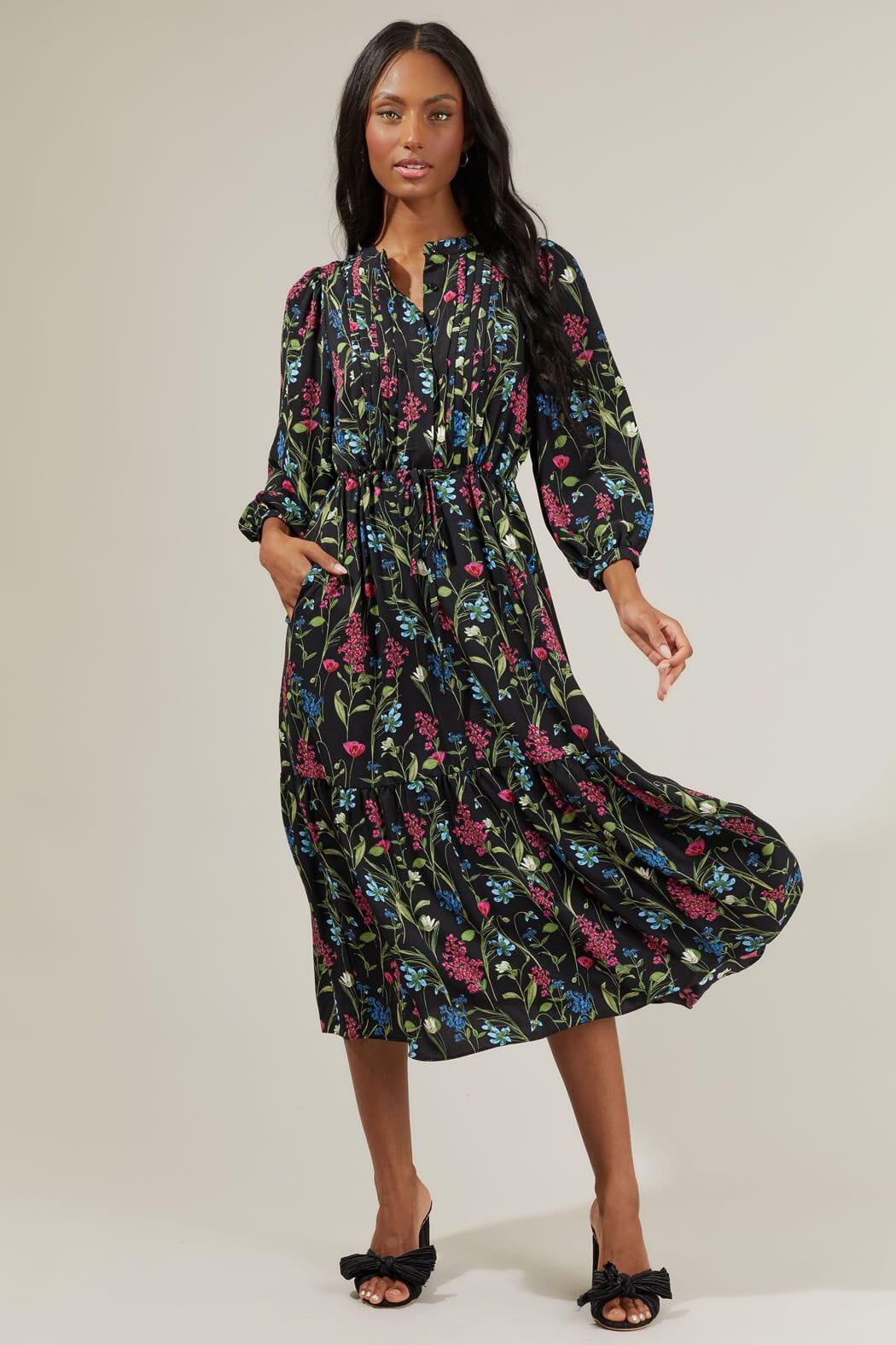Zaina Floral Midi Dress Sugarlips 