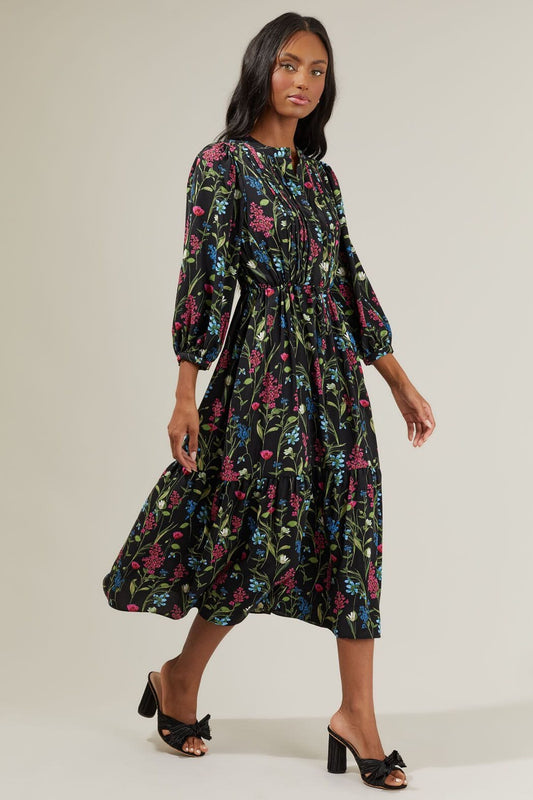 Zaina Floral Midi Dress Sugarlips 