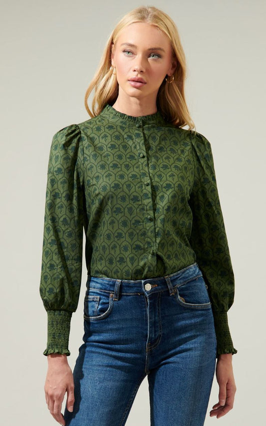 Zinnia Floral Button Down Top Sugarlips 