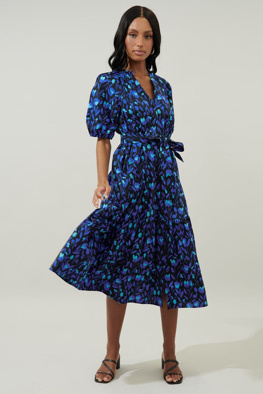 Zorya Floral Wynette Tiered Midi Dress Sugarlips 